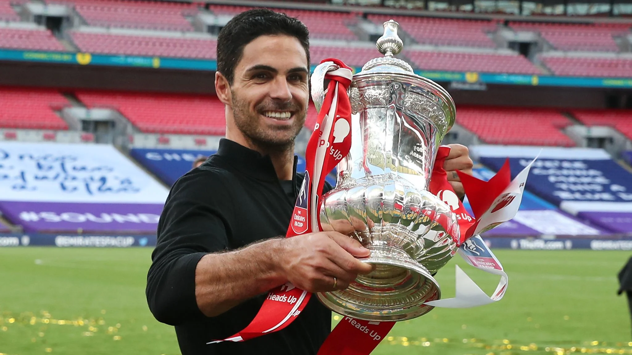 Arsenal with the FA Cup trophy